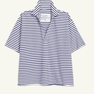 Frank & Eileen Patty PopOver SS Henley Navy French Stripe Size Large Flawed‎